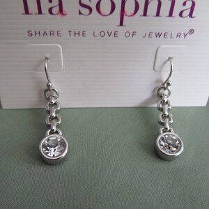 NWT Lia Sophia Crystal & Silver Tone Drop/Dangle Earrings